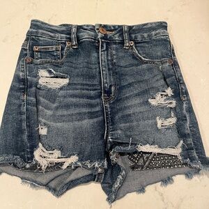 American Eagle Outfitters Blue Jean Shorts Distressed High-Waisted size 4